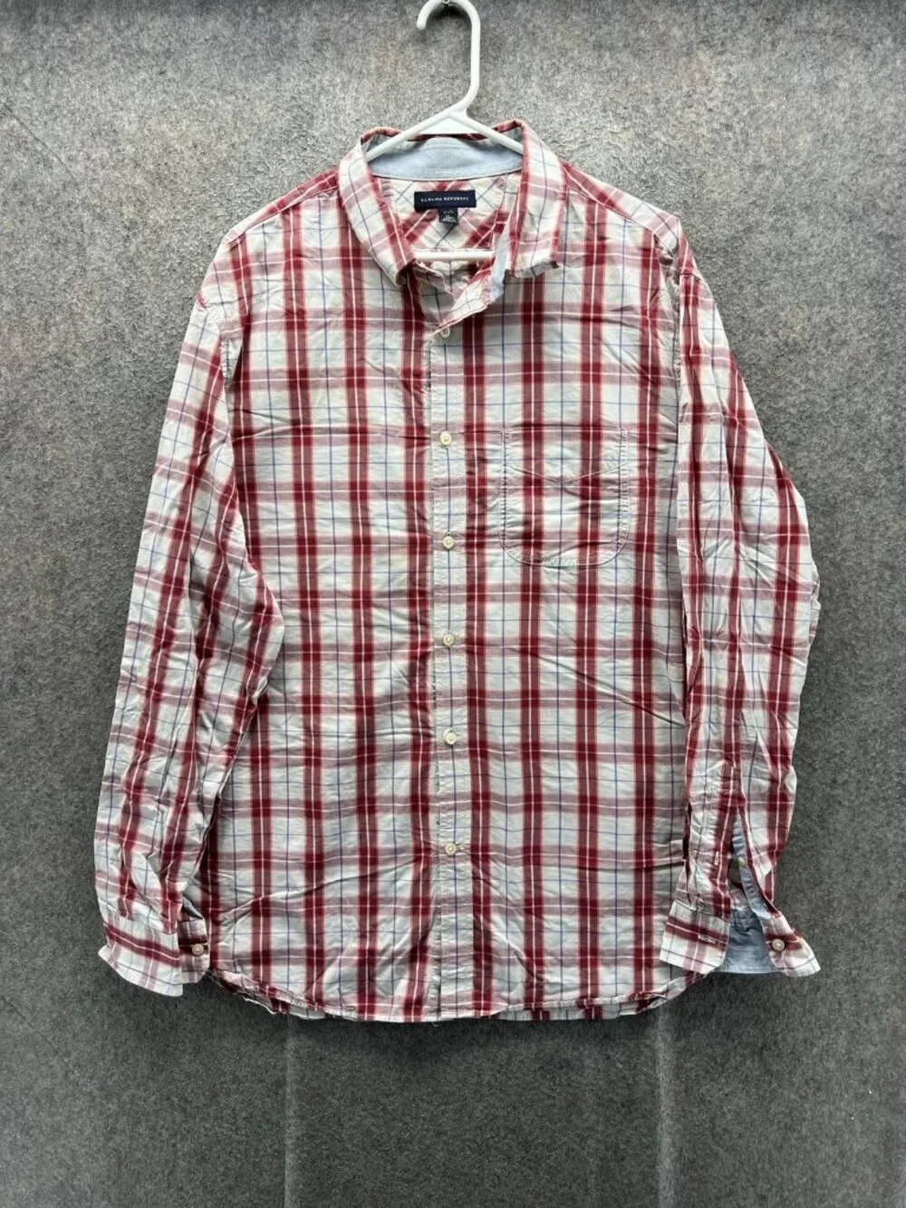 Banana Republic Shirt Men XL Red Plaid Long Sleeve Button Up Cotton Casual